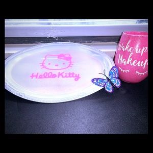 Makeup tray with brush holder glass